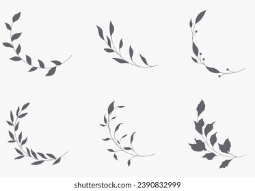 Leaf and Branch Frame hand drawn style. 
Leaf black and white frame of twigs leaves. 
Frames for the Valentine’s Day, wedding decor, logo and identity template.