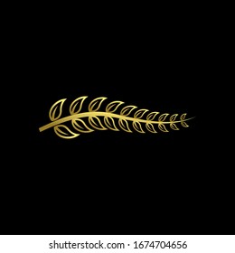 leaf branch gold logo icon design vector illustration