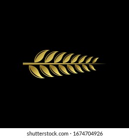 leaf branch gold logo icon design vector illustration	