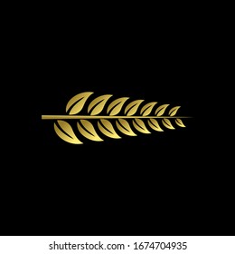 Icono de logotipo de oro de rama de hoja Icono de diseño vectorial	