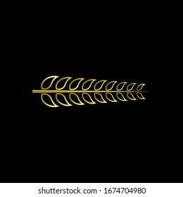 Icono de logotipo de oro de rama de hoja Icono de diseño vectorial	