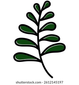 Leaf Branch Icon with Flat Outline Offset Style