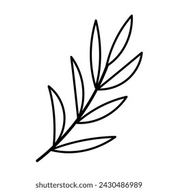 leaf branch line forest doodle element icon vector illustration