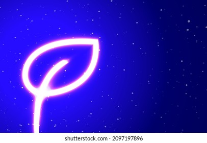 Leaf branch neon private collection. Download the unique super glowing neon flower petal vector. light burst. Design element linear neon icon. Great name every night. Banner with blank space.