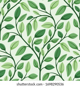 Leaf branch scallop seamless vector pattern