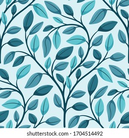 Leaf branch scallop seamless vector pattern