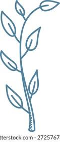 Ramo de folha com caule e botões desenhados na arte de linha limpa. Símbolo de crescimento, natureza, renovação e vida ecológica. Ilustração de vetor de desenhos animados.