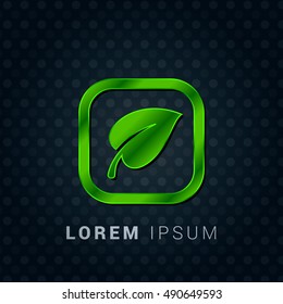 Leaf Bright Green chromium precious metallic 3D Icon / Logo Design