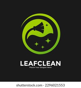 Leaf broom logo vector logo design. Suitable for business, technology, nature and housekeeping