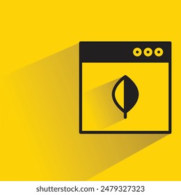 leaf in browser icon with shadow on yellow background