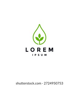 Leaf Bud Water Drop Line Logo Design. Sprouting Water Drop Line Logo Design.