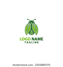 leaf bug logo design vector