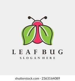 Leaf bug logo icon design template vector illustration