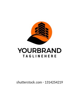 Leaf building city sun Logo designs concept template