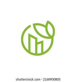 leaf with building logo design vector sign