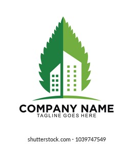 Leaf and building symbol