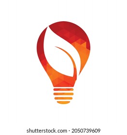 leaf bulb logo design template.