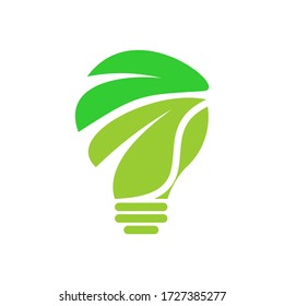 leaf bulb logo design vector template