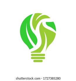 leaf bulb logo design vector template