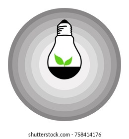 leaf bulb logo in shades of gray circle background vector illustration