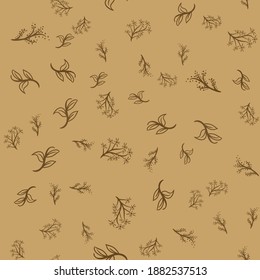 leaf bunch tree wedding element pattern, on dark brown background