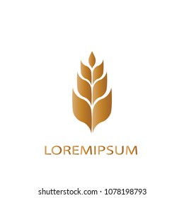 Leaf. business logo vector. Design single gold leaf on white background. Design for print for company identity. Set 2