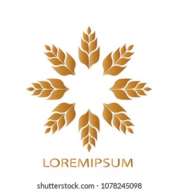 Leaf. business logo vector. Design gold polar eight leaf on white background. Design for print for company identity. Set 2