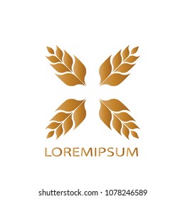 Leaf. business logo vector. Design four gold leaf on white background. Design for print for company identity. Set 2