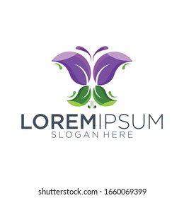 leaf butterfly logo design vector illustration