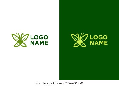 Diseño del logo de la mariposa de hoja. Muy adecuado para diversos fines comerciales también para símbolo, logotipo, nombre de la empresa, marca, icono y muchos más.