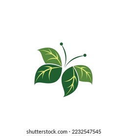 leaf butterfly logo illustration design vector
