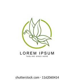leaf butterfly logo template