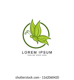 leaf butterfly logo template