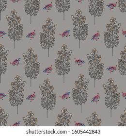 leaf and butterfly seamless pattern vector design