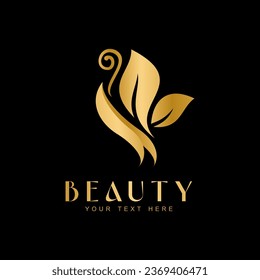 leaf and butterfly vector logo for beauty brands, boutiques, feminine and similar