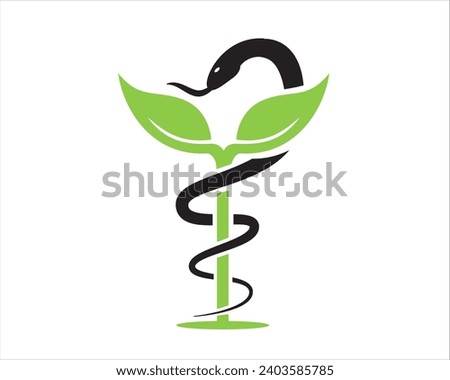 leaf caduceus logo designs for medical service and consult