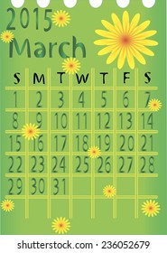 leaf calendar for 2015. March . vector, illustration