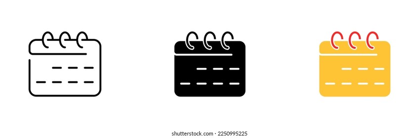 Leaf Kalender setzen Symbol. Zeitmanagement, geplante Reisen, Geburtstage, Wochenenden, schwarzer Freitag, Verkaufstag, Erinnerung, fügen Sie eine Veranstaltung. Vektorsymbol in line, schwarz und bunter Stil auf weißem Hintergrund