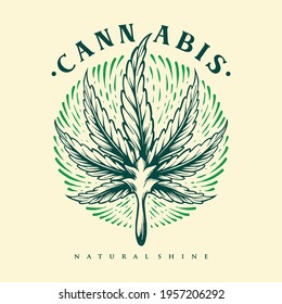 Leaf Cannabis Engraving Shine Vintage illustrations for your work Logo, mascot merchandise t-shirt, stickers and Label designs, poster, greeting cards advertising business company or brands svg