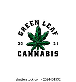 Leaf Cannabis diseño del logotipo de la ilustración vectorial estilo moderno para el símbolo vintage gráfico