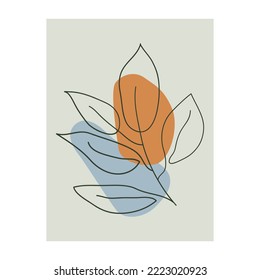 Leaf canvas with line art. creative illustration of leaves for wallpaper. vector illustration