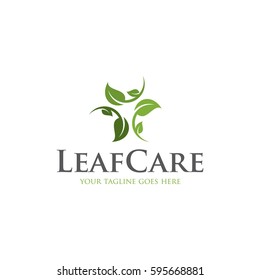 leaf care logo icon vector template