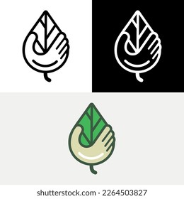 Leaf Care Nature Hand Abstract Logo