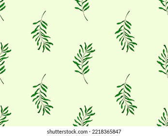 Leaf cartoon character seamless pattern on green background