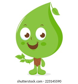 Leaf cartoon character. Vector illustration.