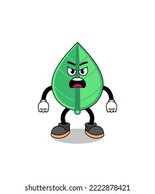 leaf cartoon illustration with angry expression , character design