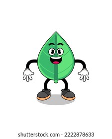 caricatura de hoja con gesto sorprendido , diseño de personaje