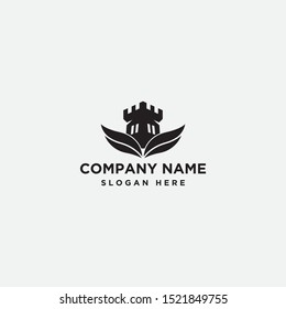 leaf castle logo. nature construction - vector