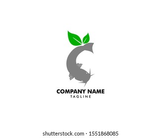 Leaf Catfish Logo Template Vector Icon Illustration Design