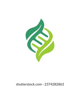 Leaf Cell DNA logo template design. Organic gen logo vector.